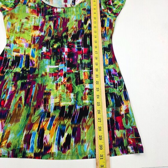 Milano Tunic Top Womens Size M Multicolor Abstract Print Scoop Neck Artsy Retro - Picture 12 of 13